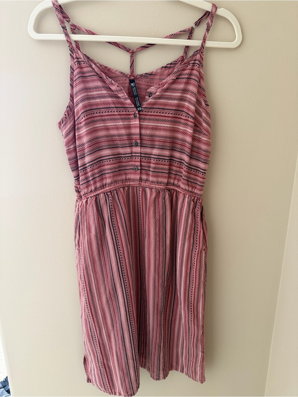 Kuhl Pink Striped Mini Dress with Button Front